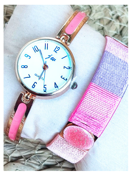 Montre & Bracelet rose 