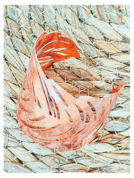 Bracelet manchette feuille courbe ajourée 