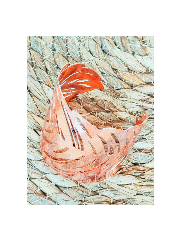 Bracelet manchette feuille courbe ajourée 