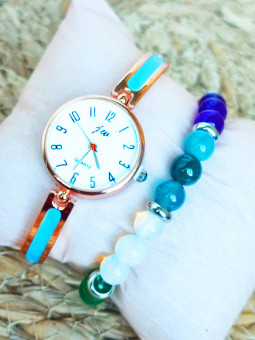 Montre turquoise & Bracelet perles 