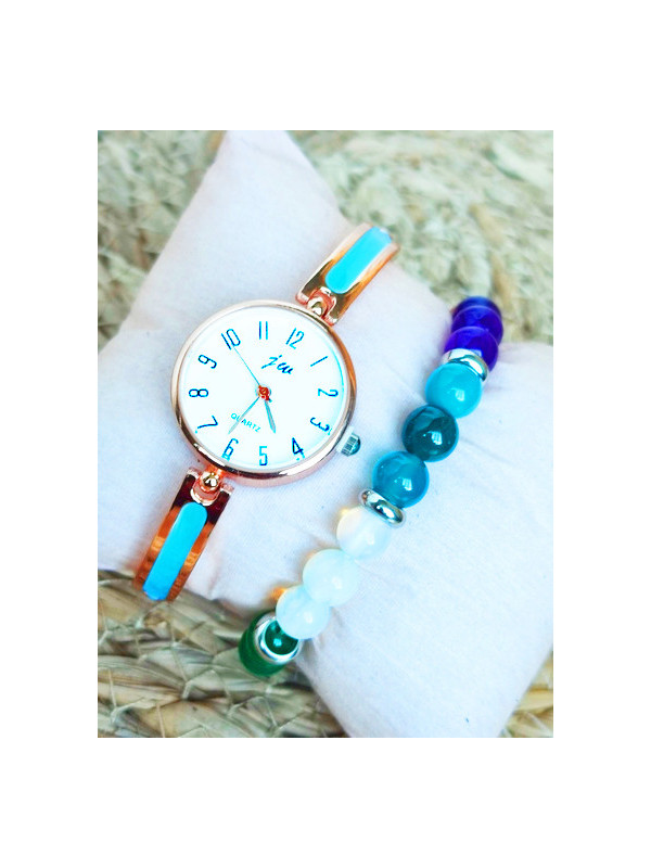 Montre turquoise & Bracelet perles 
