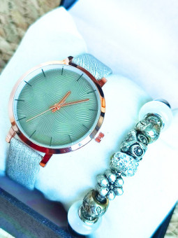 Montre & Bracelet charms argent blancs 