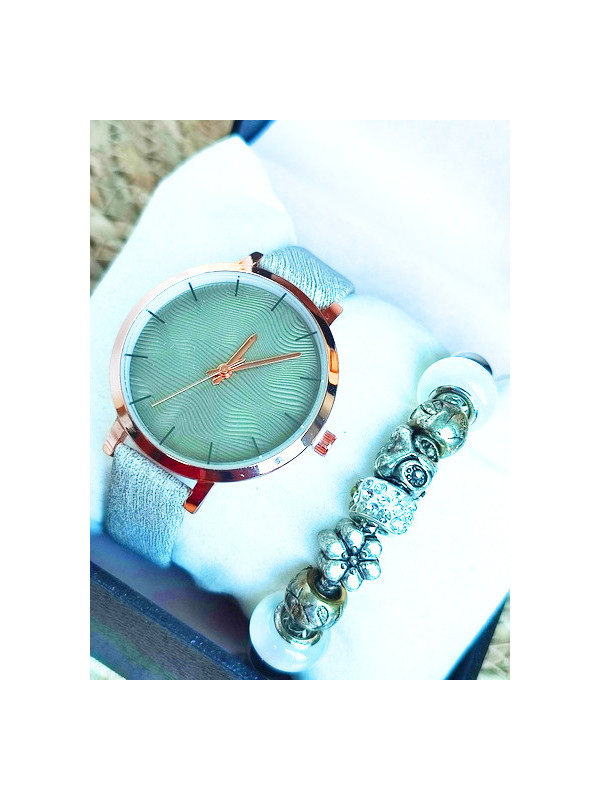 Montre & Bracelet charms argent blancs 