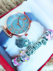 Montre & Bracelet charms rose 