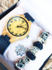 Montre noire bois & Bracelet charms 
