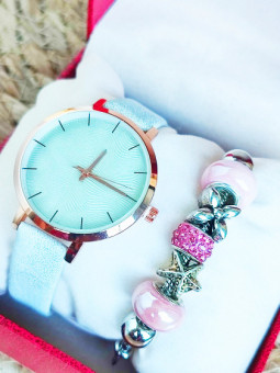 Montre cadran cuivre & Bracelet charms 