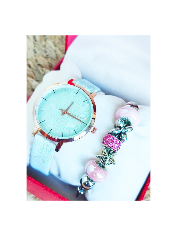Montre cadran cuivre & Bracelet charms 