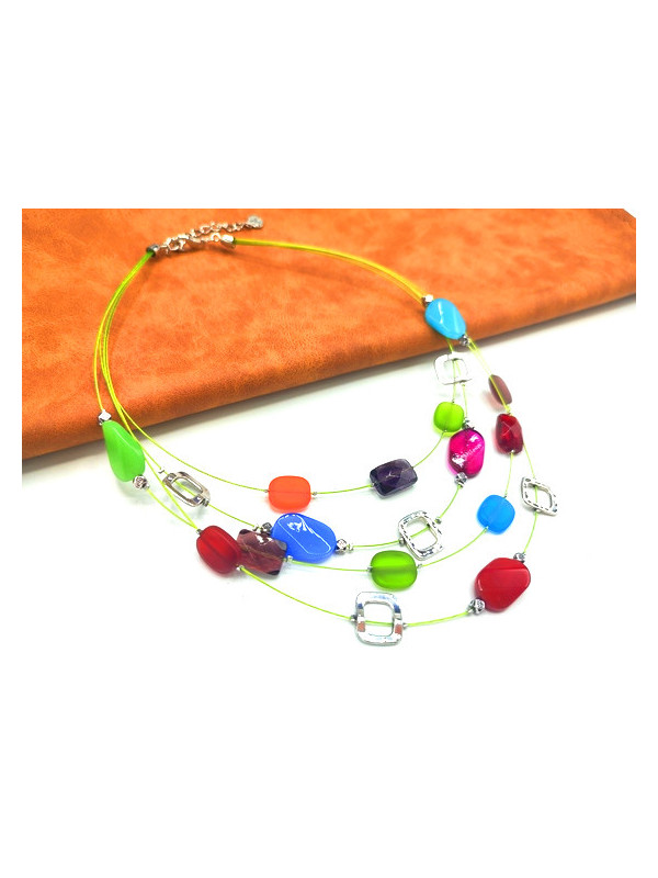 Collier Pierres Et Fil De Soie - Marron - - 40.90