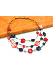 Collier perles rouges et noirs 3 cables 