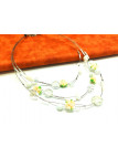 Collier perles fleurs sur cables argent 