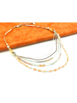 Collier poly rangs perles chaines 