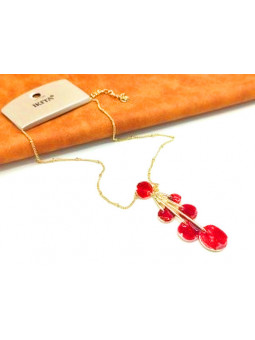 Collier plateaux émail rouges chaine dorée 