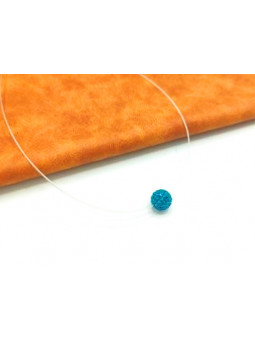 Collier perle strass turquoise sur cables 