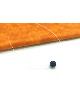 Collier perle strass noirs sur cable 