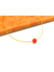 Collier perle strass rouges sur cables orange 