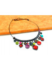Collier perles multicolores arc noir 