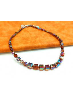 Collier cubes marron 