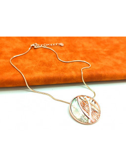 Collier médaillon nacre métal doré 