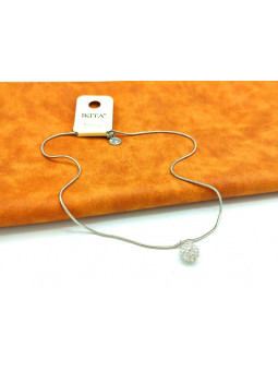 Collier perle shamballa blanche chaine 