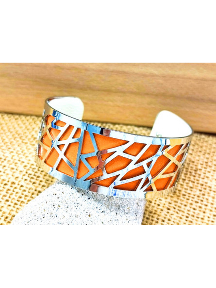 Bracelet métal fond orange 