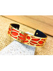 Bracelet rouge pétales dorés 
