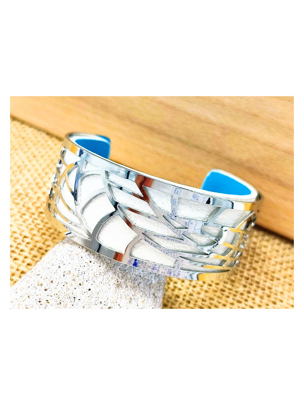 Bracelet blanc métal ajouré 