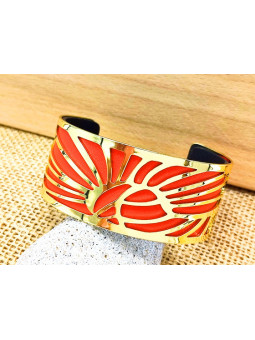 Bracelet rouge métal doré 