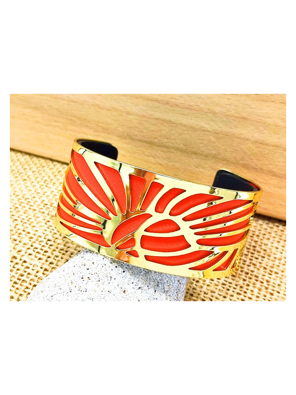 Bracelet rouge métal doré 