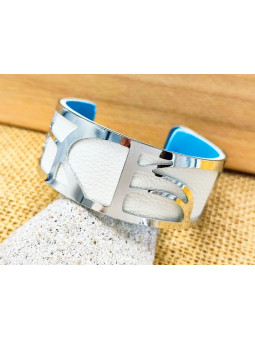 Bracelet blanc vagues argent 