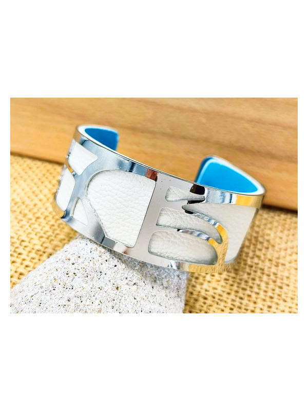 Bracelet blanc vagues argent 