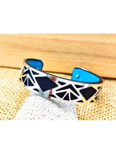 Bracelet noir métal ajouré 