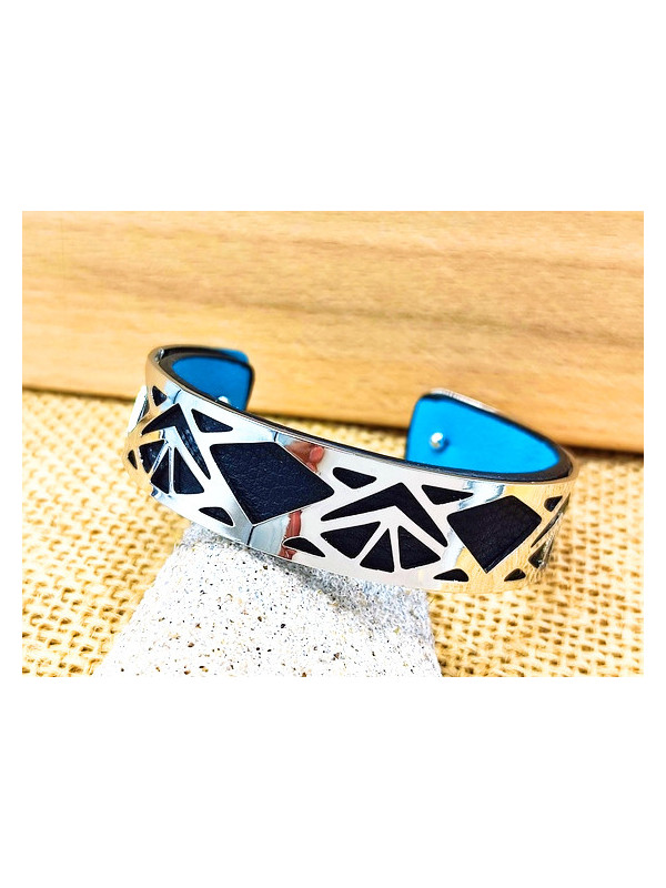 Bracelet noir métal ajouré 