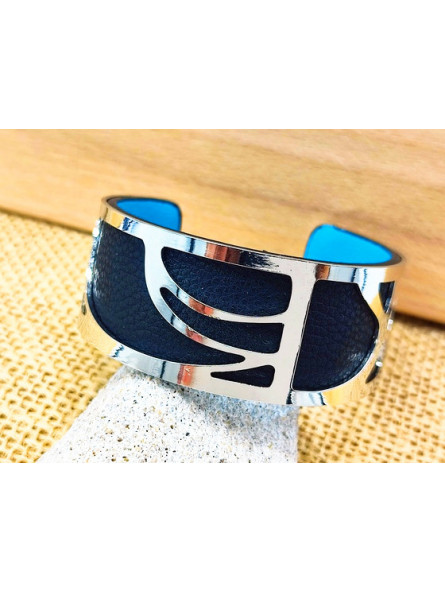 Bracelet noir vagues métal 