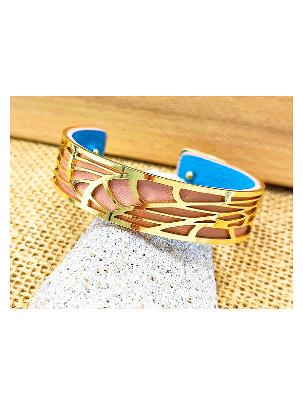 Bracelet rose puzzle ajouré métal 