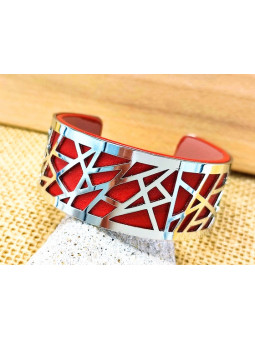 Bracelet grenat métal argenté 