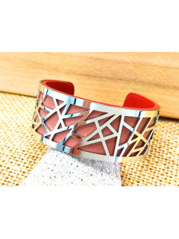 Bracelet rose métal ajouré argent 