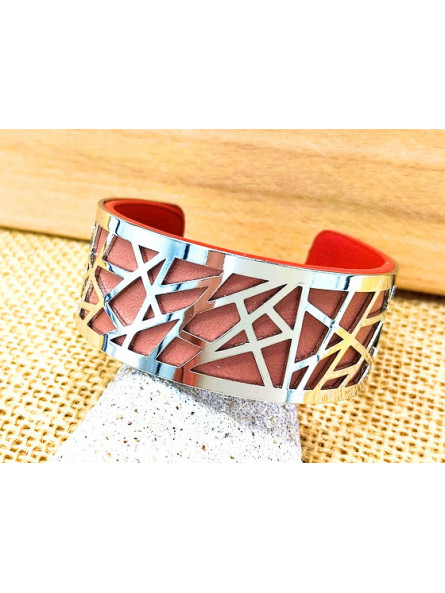 Bracelet rose métal ajouré argent 