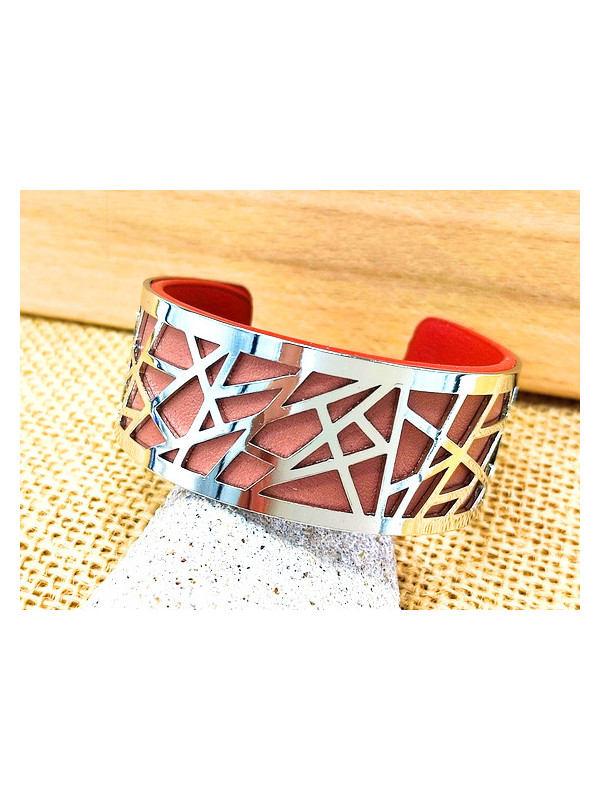 Bracelet rose métal ajouré argent 