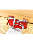 Bracelet rouge vagues argent 