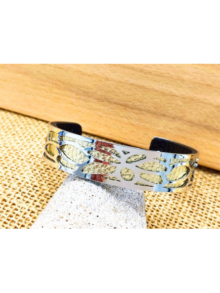 Bracelet vermeil pétales argentés 