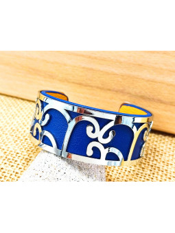 Bracelet bleu roi ornements argentés 