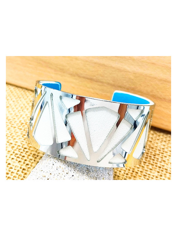 Bracelet blanc trangles métal 