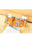 Bracelet courbes argent fond orange 