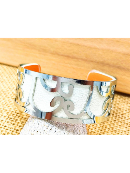 Bracelet blanc courbes métal 