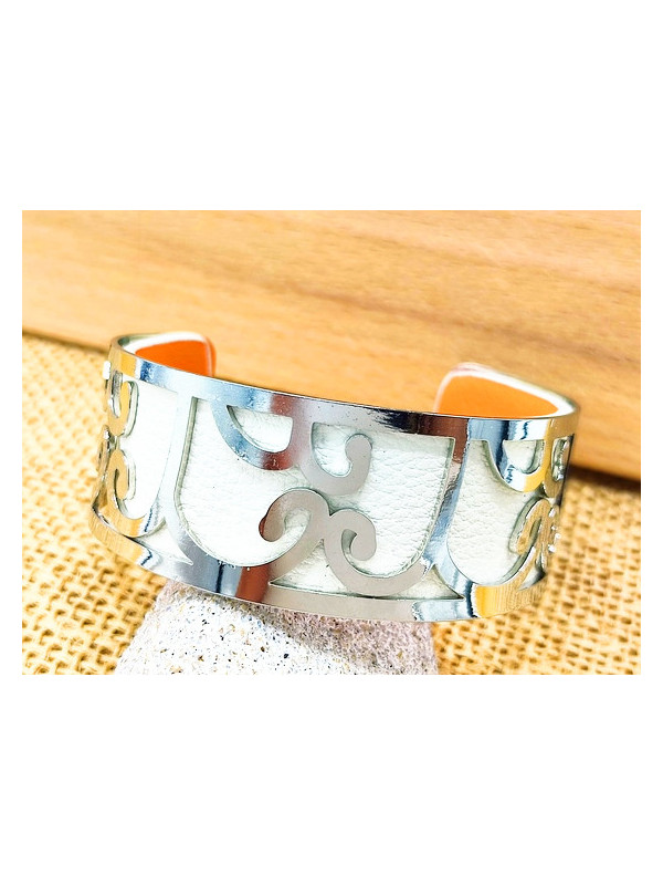 Bracelet blanc courbes métal 