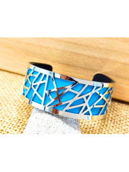 Bracelet puzzle ajouré turquoise 