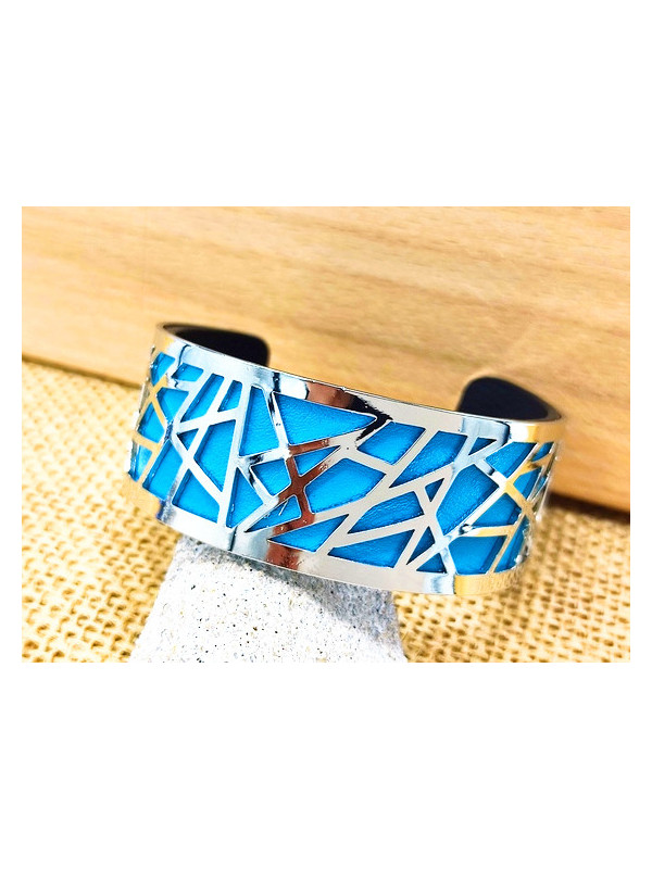 Bracelet puzzle ajouré turquoise 