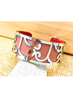 Bracelet rose courbes argent 