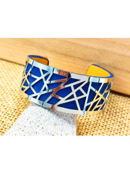 Bracelet bleu roi puzzle argent 