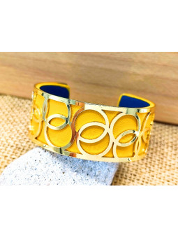 Bracelet jaune anneaux dorés 